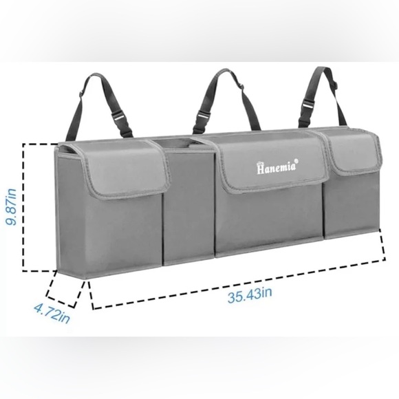 Hanemia Car Trunk Organizer, Backseat Hanging Storage with 4 Large Pockets - Picture 5 of 8